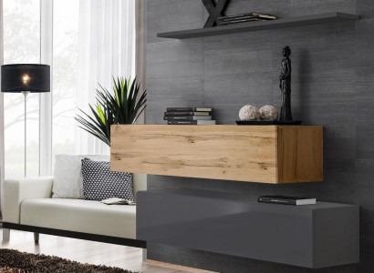 Wohnzimmer Wohnwand Set 3tlg Gruppe Garnitur Schrank Holz Möbel Wand Regal